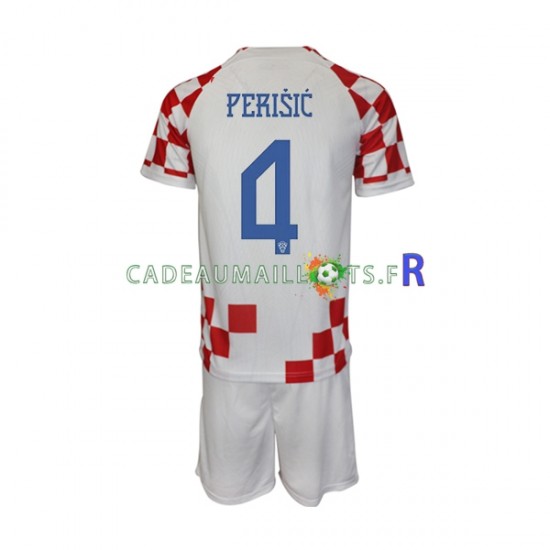 Croatie Maillot avec flocage Perisic 4 Domicile Coupe du Monde 2022 ,Tenue Enfant MC