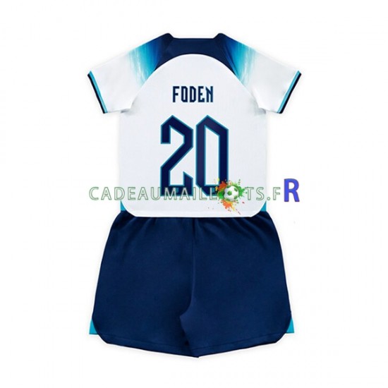 Angleterre Maillot avec flocage Foden 20 Domicile Coupe du Monde 2022 ,Tenue Enfant MC