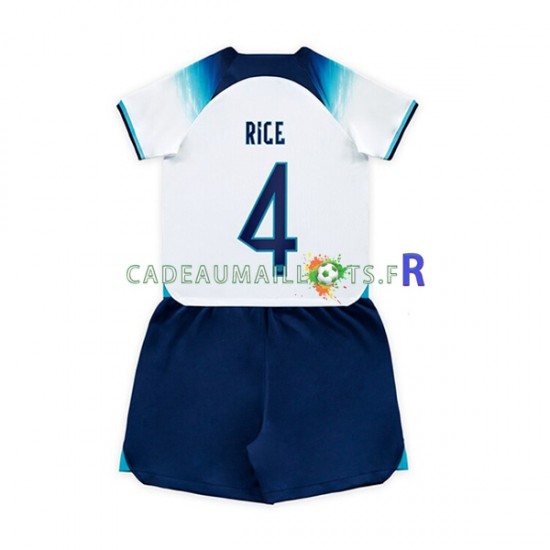 Angleterre Maillot avec flocage Rice 4 Domicile Coupe du Monde 2022 ,Tenue Enfant MC