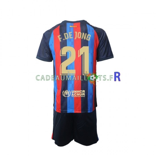 FC Barcelone Maillot avec flocage Frenkie de Jong 21 Domicile 2022-2023 ,Tenue Enfant MC