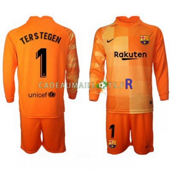 FC Barcelone Maillot avec flocage Ter Stegen 1 Gardien Domicile 2021-2022 ,Tenue Enfant ML