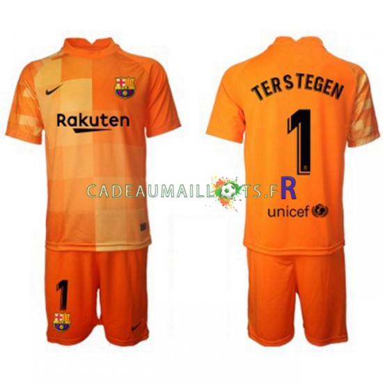 FC Barcelone Maillot avec flocage Ter Stegen 1 Gardien Domicile 2021-2022 ,Tenue Enfant MC