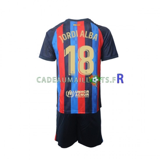 FC Barcelone Maillot avec flocage Jordi Alba 18 Domicile 2022-2023 ,Tenue Enfant MC