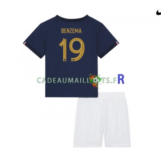 France Maillot avec flocage Benzema 19 Domicile Coupe du Monde 2022 ,Tenue Enfant MC