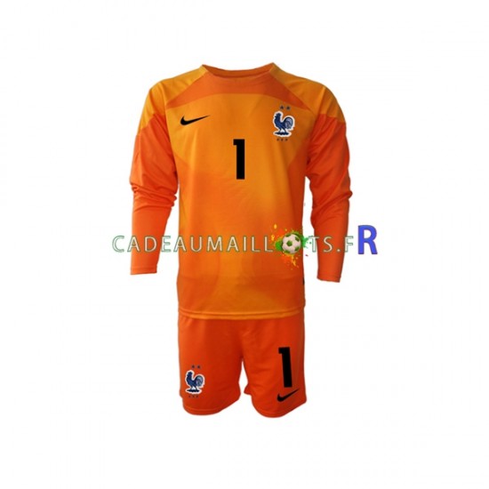 France Maillot avec flocage Hugo Lloris 1 Gardien Extérieur Coupe du Monde 2022 ,Tenue Enfant ML