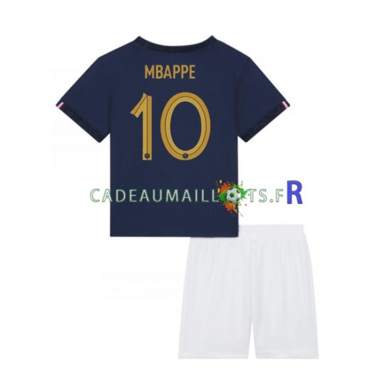 France Maillot avec flocage Mbappé 10 Domicile Coupe du Monde 2022 ,Tenue Enfant MC