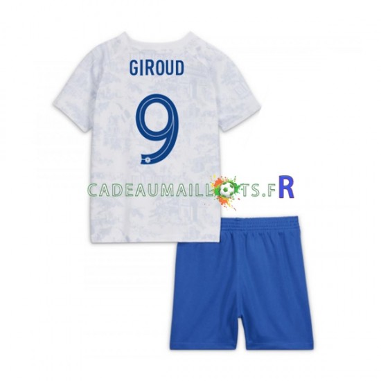 France Maillot avec flocage Olivier Giroud 9 Extérieur Coupe du Monde 2022 ,Tenue Enfant MC