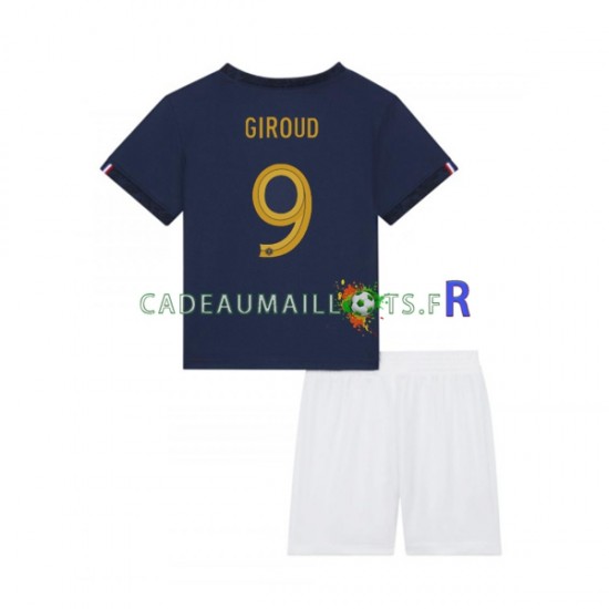 France Maillot avec flocage Olivier Giroud 9 Domicile Coupe du Monde 2022 ,Tenue Enfant MC