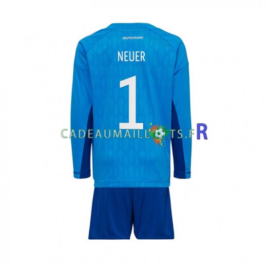 Allemagne Maillot avec flocage Manuel Neuer 1 Gardien Domicile Coupe du Monde 2022 ,Tenue Enfant ML