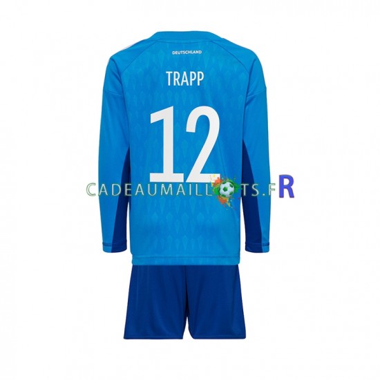 Allemagne Maillot avec flocage TRAPP 12 Gardien Domicile Coupe du Monde 2022 ,Tenue Enfant ML