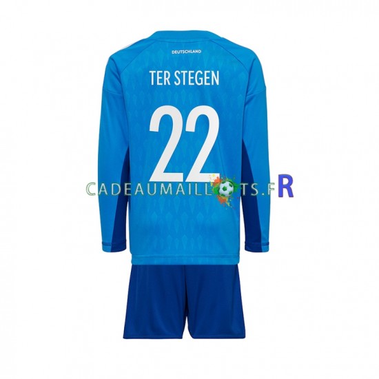 Allemagne Maillot avec flocage ter Stegen 22 Gardien Domicile Coupe du Monde 2022 ,Tenue Enfant ML