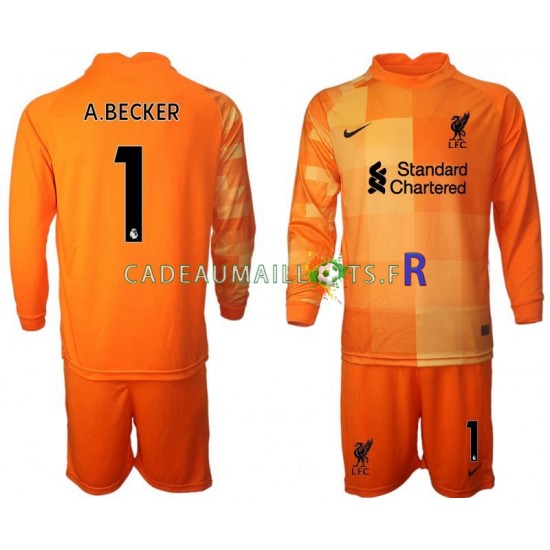 Liverpool Maillot avec flocage A.BECKER 1 Gardien 4ème 2021-2022 ,Tenue Enfant ML