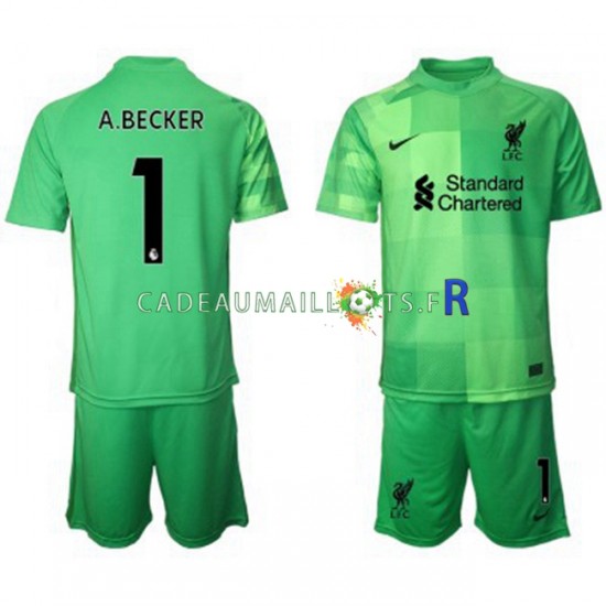 Liverpool Maillot avec flocage Alisson Becker 1 Gardien Domicile 2021-2022 ,Tenue Enfant MC