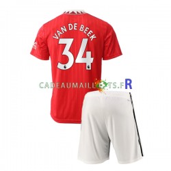 Manchester United Maillot avec flocage Donny van de Beek 34 Domicile 2022-2023 ,Tenue Enfant MC