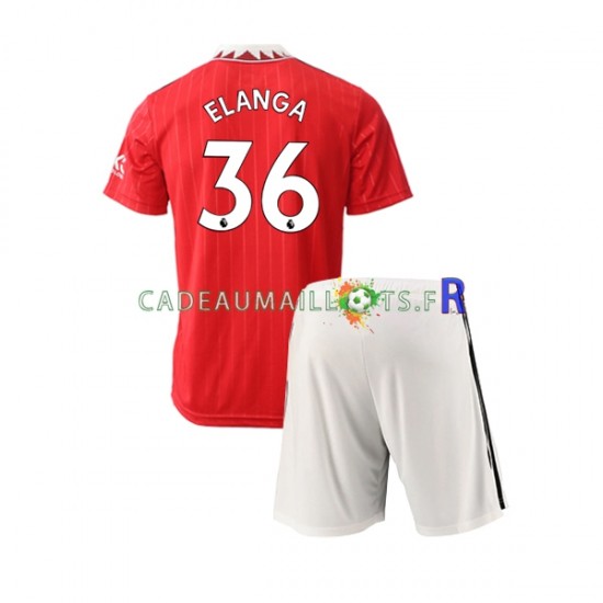 Manchester United Maillot avec flocage Elanga 36 Domicile 2022-2023 ,Tenue Enfant MC