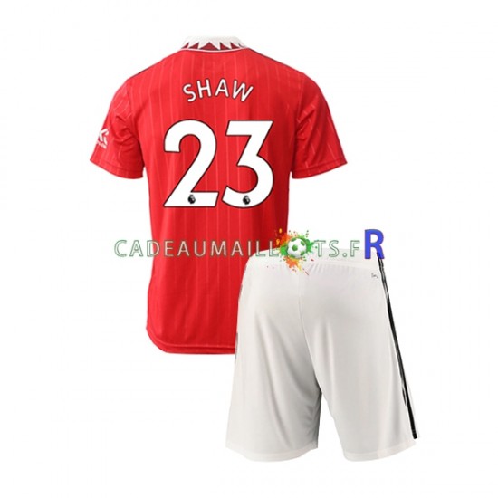 Manchester United Maillot avec flocage Luke Shaw 23 Domicile 2022-2023 ,Tenue Enfant MC