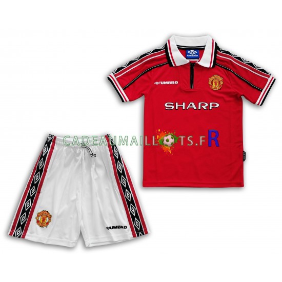 Manchester United Maillot avec flocage Rétro Domicile 1998-1999 ,Tenue Enfant MC