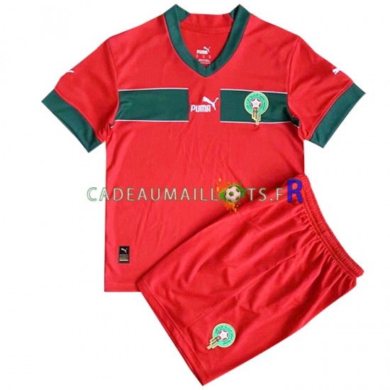 Maroc Maillot avec flocage Domicile Coupe du Monde 2022 ,Tenue Enfant MC