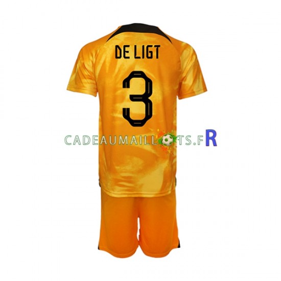 Pays-Bas Maillot avec flocage Matthijs de Ligt 3 Domicile Coupe du Monde 2022 ,Tenue Enfant MC