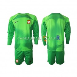 Pologne Maillot avec flocage Gardien Domicile Coupe du Monde 2022 ,Tenue Enfant ML