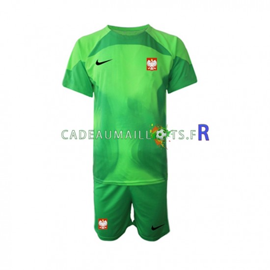 Pologne Maillot avec flocage Gardien Domicile Coupe du Monde 2022 ,Tenue Enfant MC