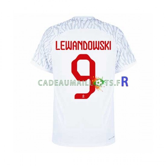 Pologne Maillot avec flocage Lewandowski 9 Domicile Coupe du Monde 2022 ,Homme MC