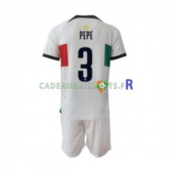Portugal Maillot avec flocage PEPE 3 Extérieur Coupe du Monde 2022 ,Tenue Enfant MC