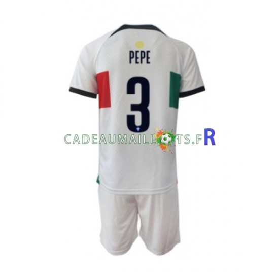 Portugal Maillot avec flocage PEPE 3 Extérieur Coupe du Monde 2022 ,Tenue Enfant MC