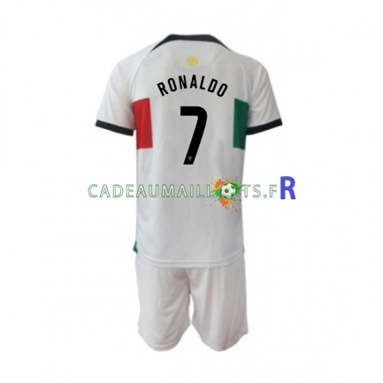 Portugal Maillot avec flocage Ronaldo 7 Extérieur Coupe du Monde 2022 ,Tenue Enfant MC