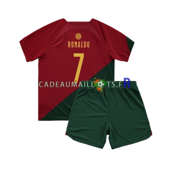 Portugal Maillot avec flocage Ronaldo 7 Domicile Coupe du Monde 2022 ,Tenue Enfant MC