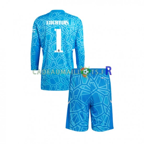 Real Madrid Maillot avec flocage Courtois 1 Gardien Domicile 2022-2023 ,Tenue Enfant ML