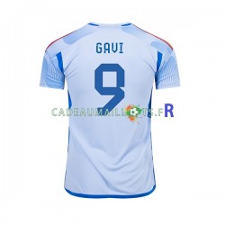 Espagne Maillot avec flocage Gavi 9 Extérieur Coupe du Monde 2022 ,Homme MC