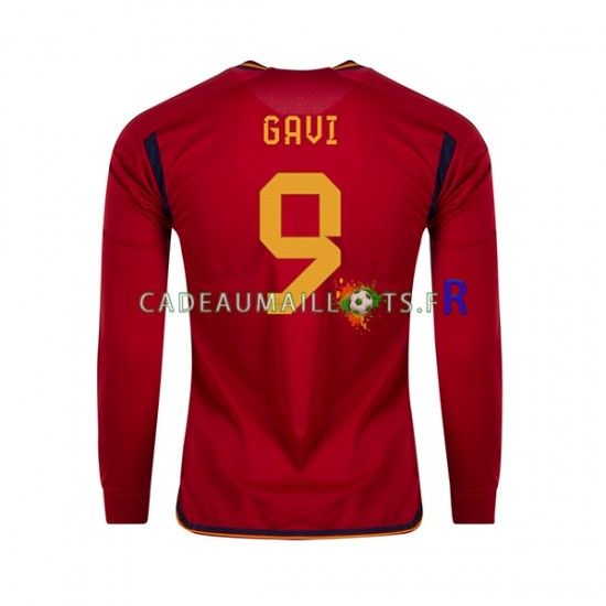 Espagne Maillot avec flocage Gavi 9 Domicile Coupe du Monde 2022 ,Homme ML