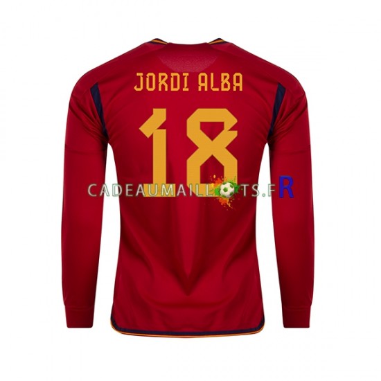 Espagne Maillot avec flocage JORDI ALBA 18 Domicile Coupe du Monde 2022 ,Homme ML