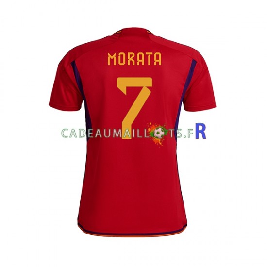 Espagne Maillot avec flocage MORATA 7 Domicile Coupe du Monde 2022 ,Homme MC