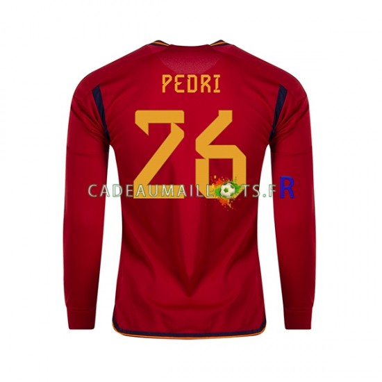 Espagne Maillot avec flocage PEDRI 26 Domicile Coupe du Monde 2022 ,Homme ML