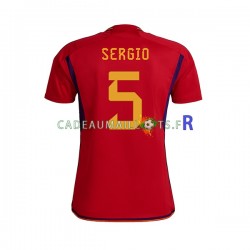 Espagne Maillot avec flocage SERGIO BUSQUETS 5 Domicile Coupe du Monde 2022 ,Homme MC