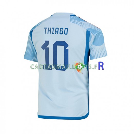 Espagne Maillot avec flocage Thiago 10 Extérieur Coupe du Monde 2022 ,Homme MC